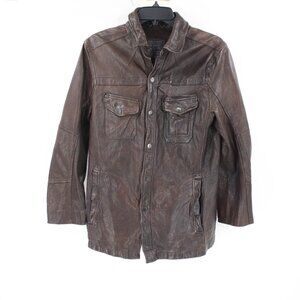 All saints shirt jacket men's small Shacket Emery motorcycle biker snap button